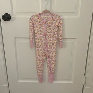 EUC Little Sleepies 6-12M Pastel Rainbows Zippy